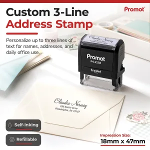 Custom 3-Line Address Stamp for personalized names and mailing addresses